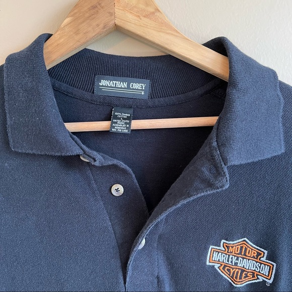 Harley Davidson men’s black polo embroidered size large - Picture 2 of 4